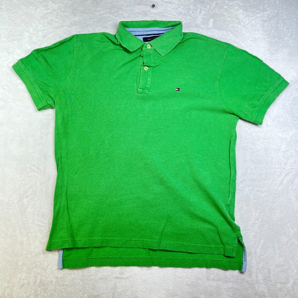 Tommy Hilfiger Polo Shirt Men's Green Short Sleeve Sports Golf Classic - Medium